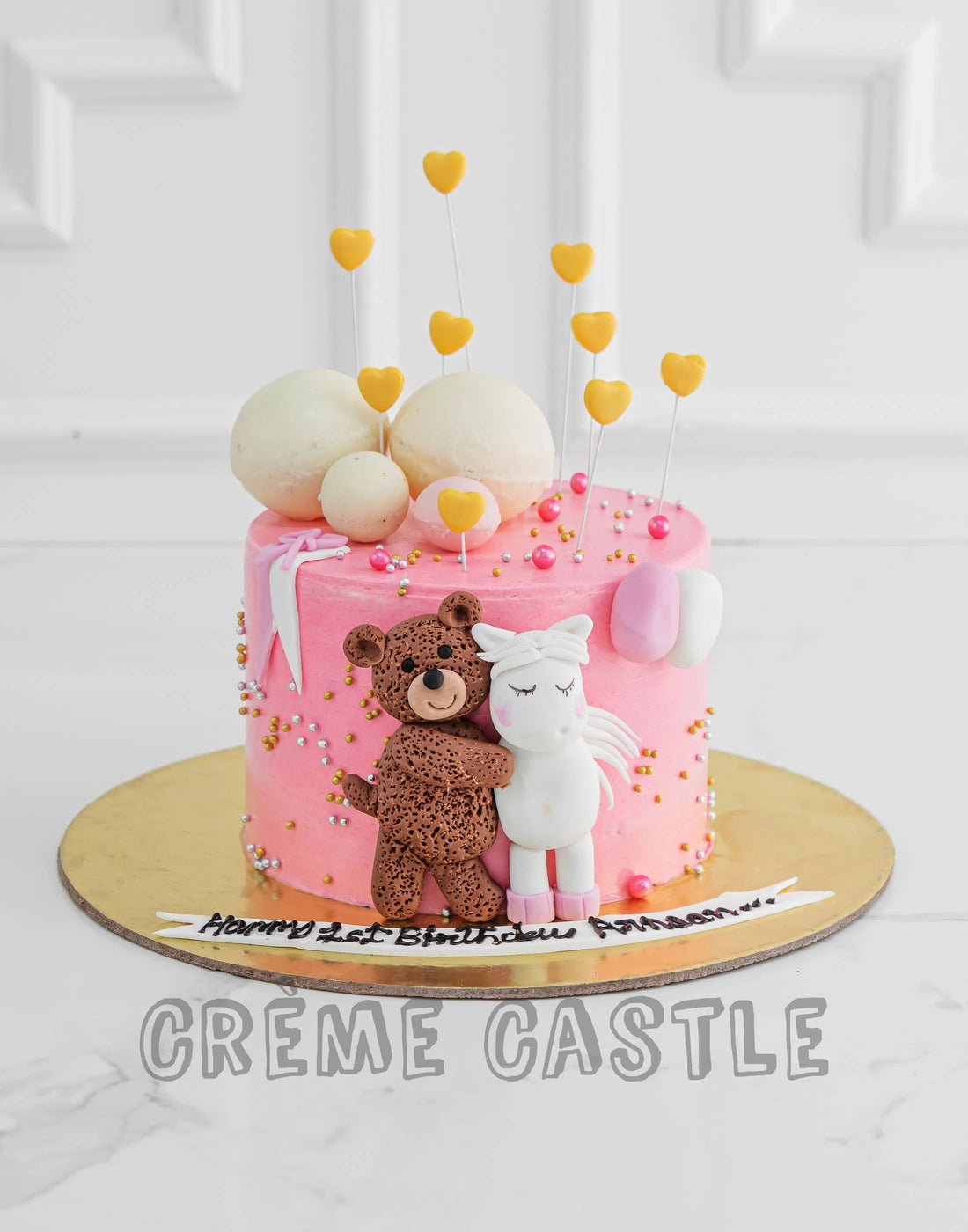 Teddy and Unicorn Theme Cake by Creme Castle
