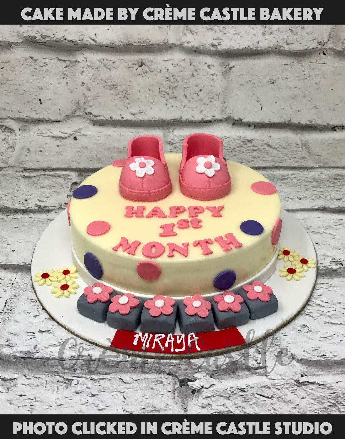Floral Baby Shoes Cake - Creme Castle