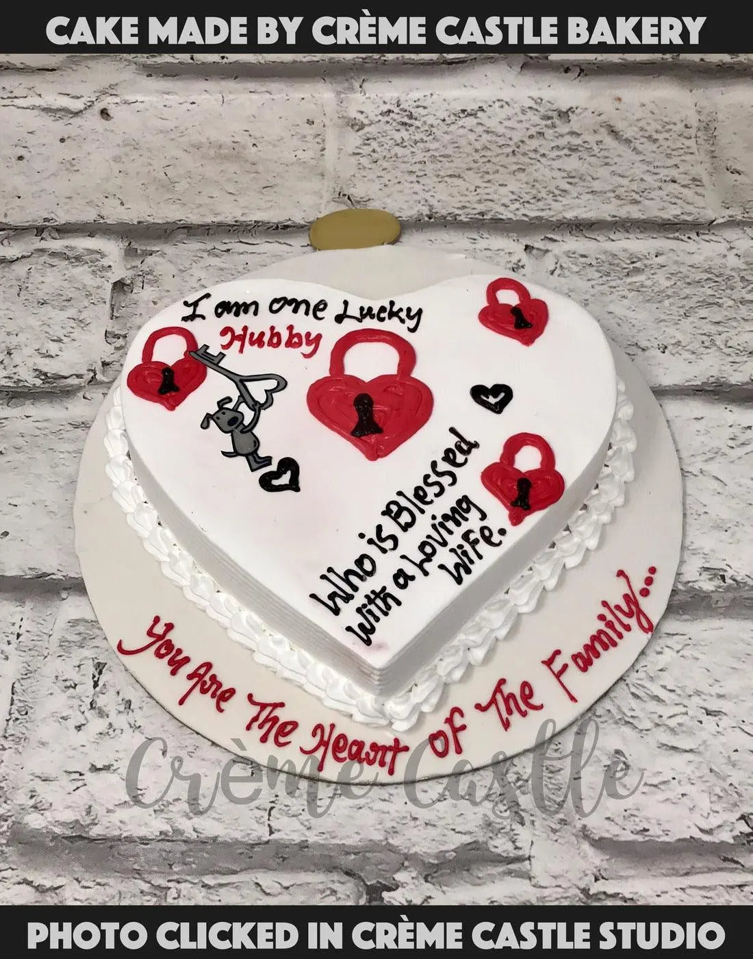 Lock and Key Heart Cake - Creme Castle