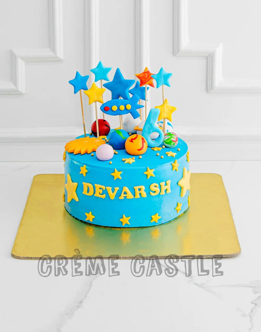 Spacecraft and Stars Cake - Creme Castle