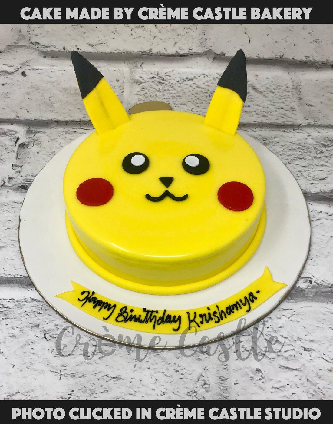 Pikachu Face Shape Cake - Creme Castle