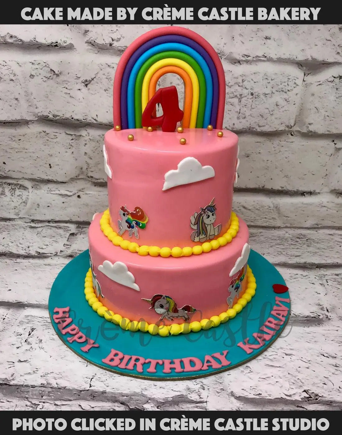 Unicorn Pink Rainbow Cake - Creme Castle