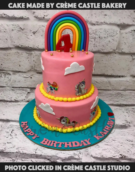 Unicorn Pink Rainbow Cake - Creme Castle
