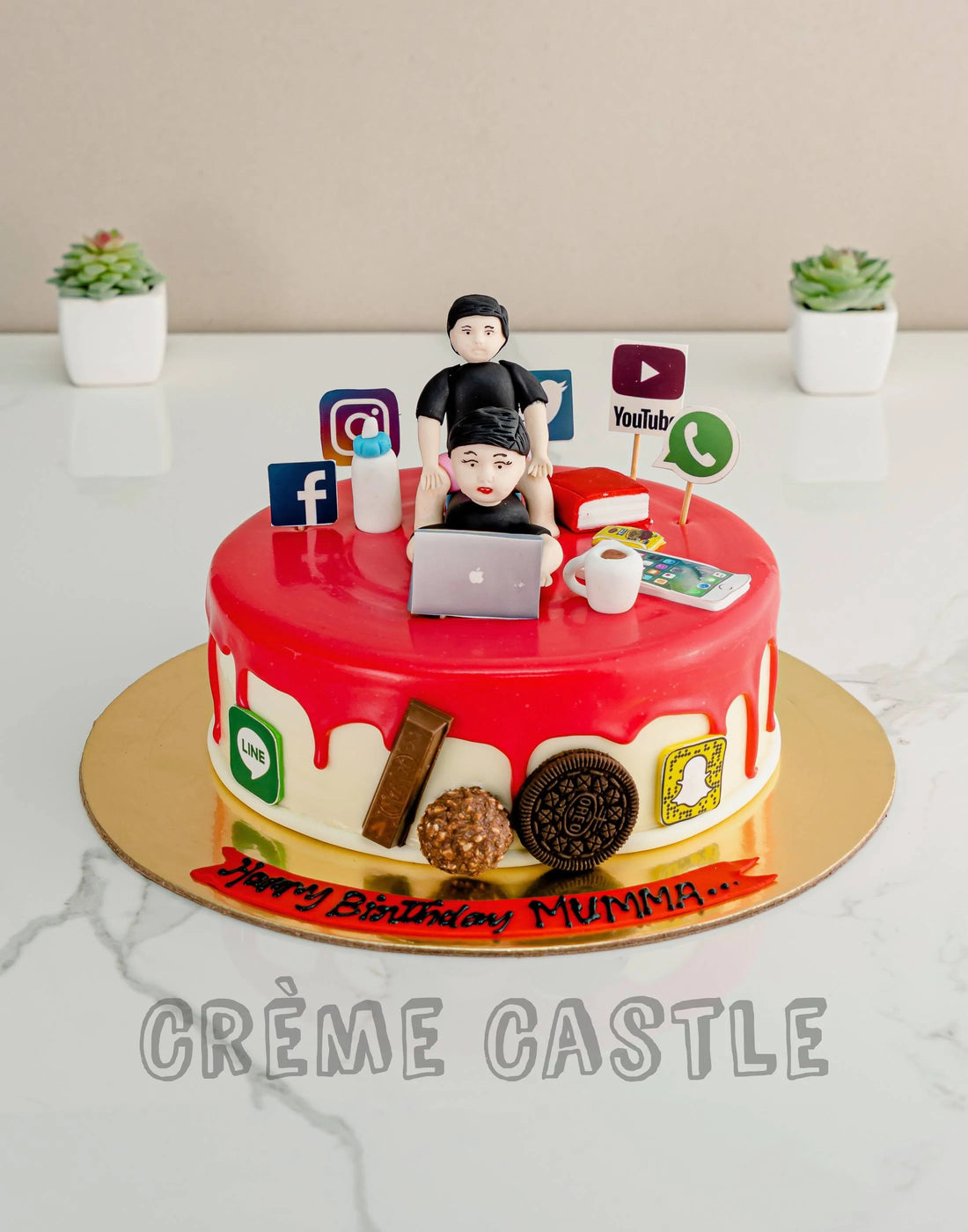 Dad Son Cake with Social Media by Creme Castle