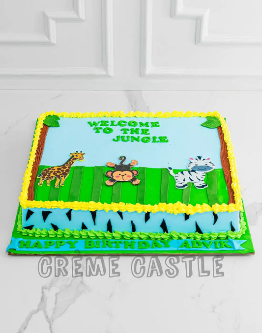 Jungle Rectangle Cake - Creme Castle
