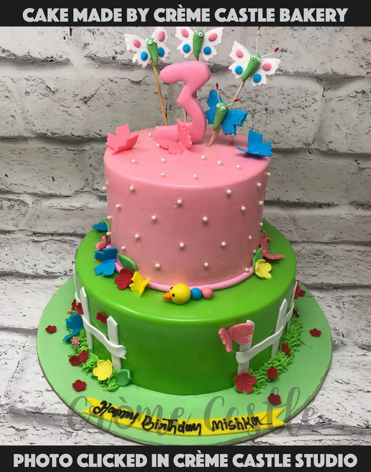 Fence Butterfly Cake Creme Castle