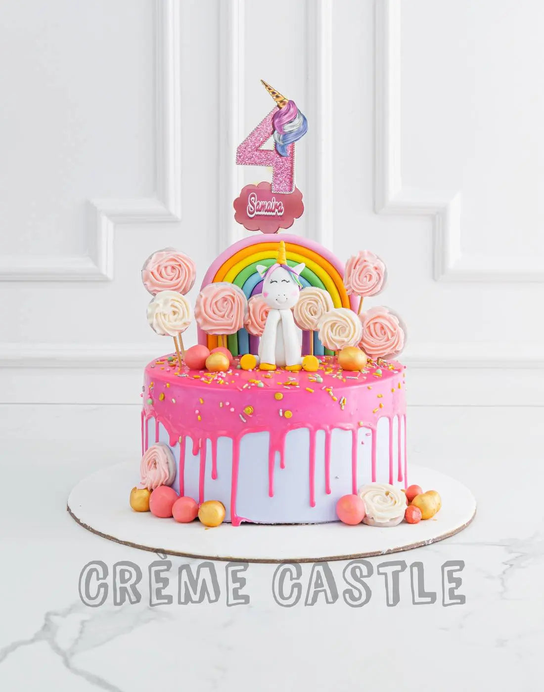 Unicorn Theme Cake in Drip by Creme Castle