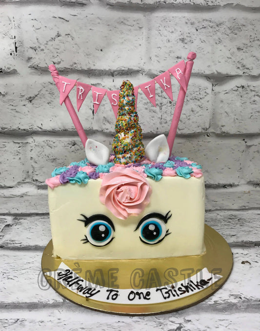 Half Birthday Unicorn Cake - Creme Castle