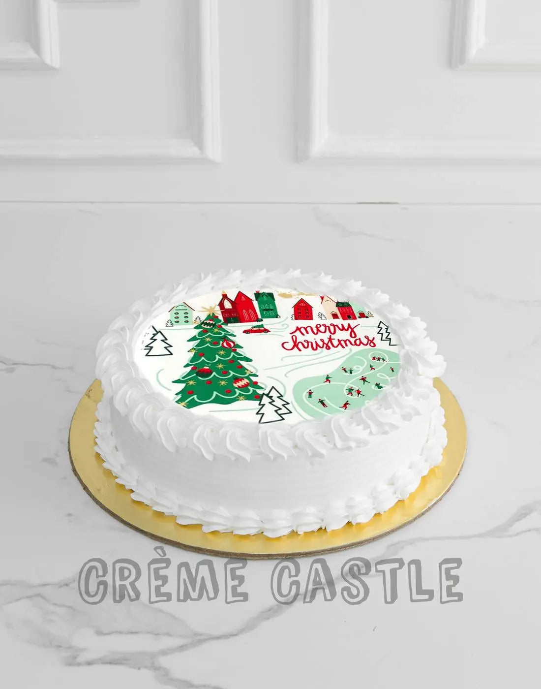 White Christmas Photo Cake