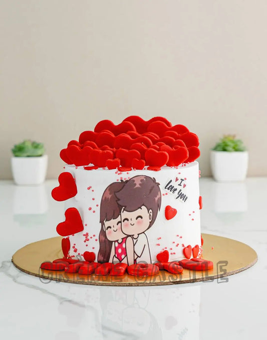 1 Month Anniversary Cake for Couple - Creme Castle
