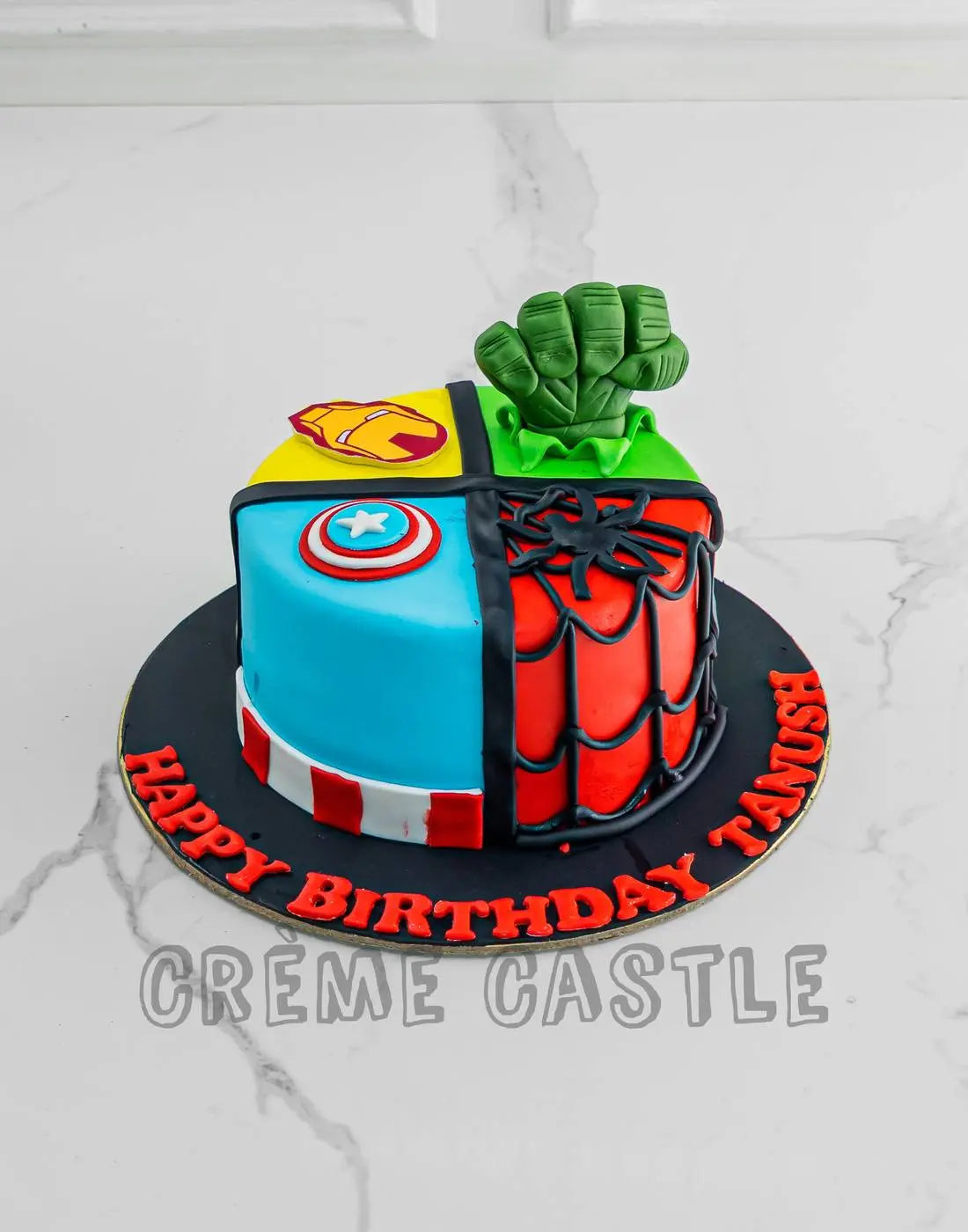 Quad Avengers Spiderman Cake - Creme Castle