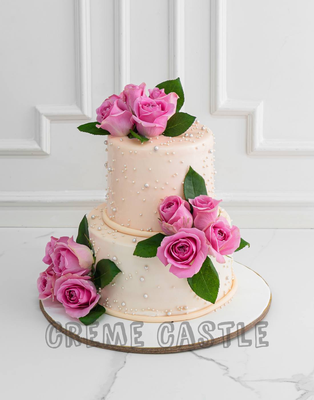 Roses Wedding Cake - Creme Castle
