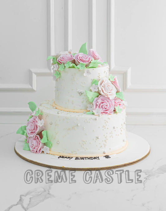 Creamy Wedding Cake - Creme Castle