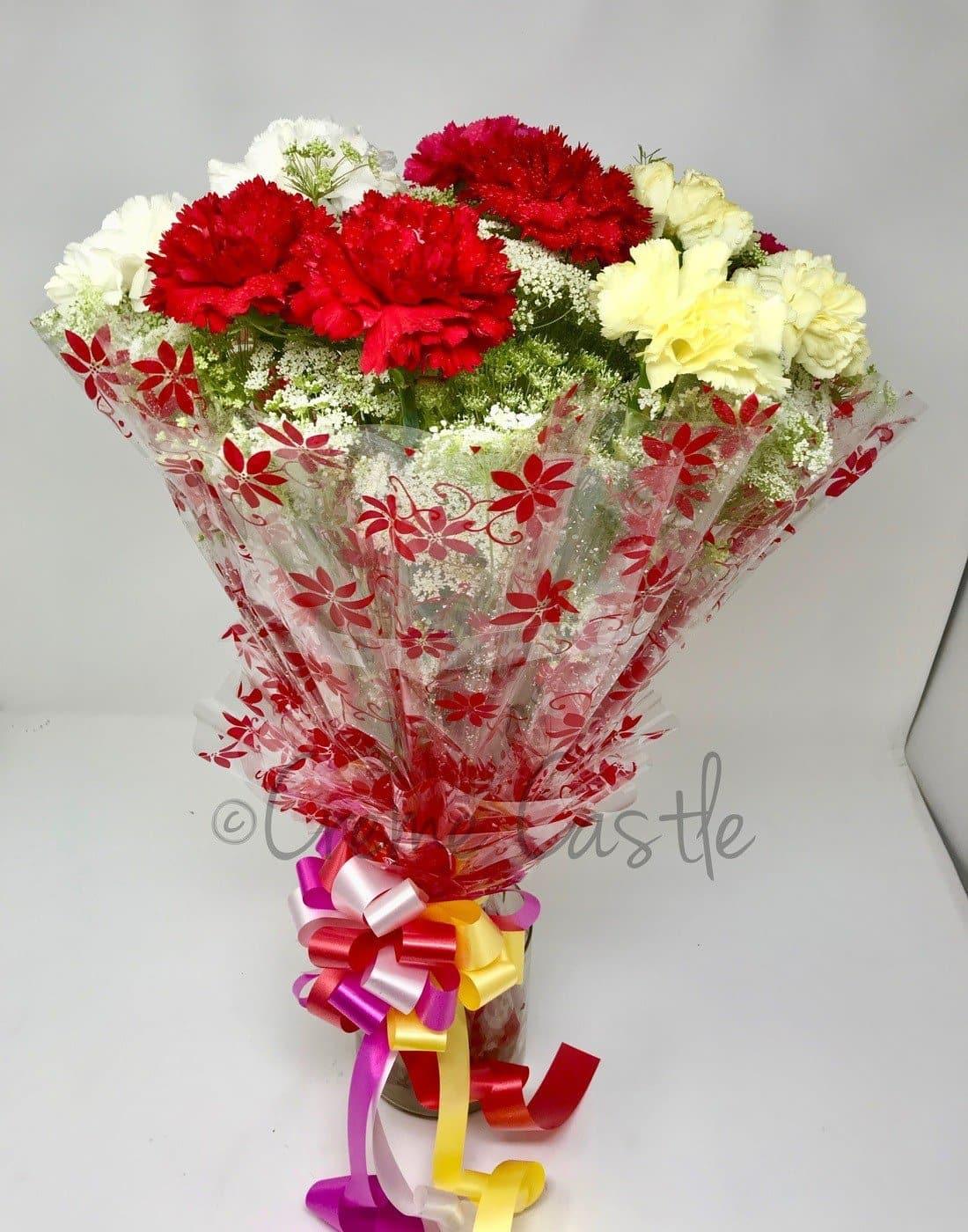 Colorful Carnations Bouquet - Creme Castle