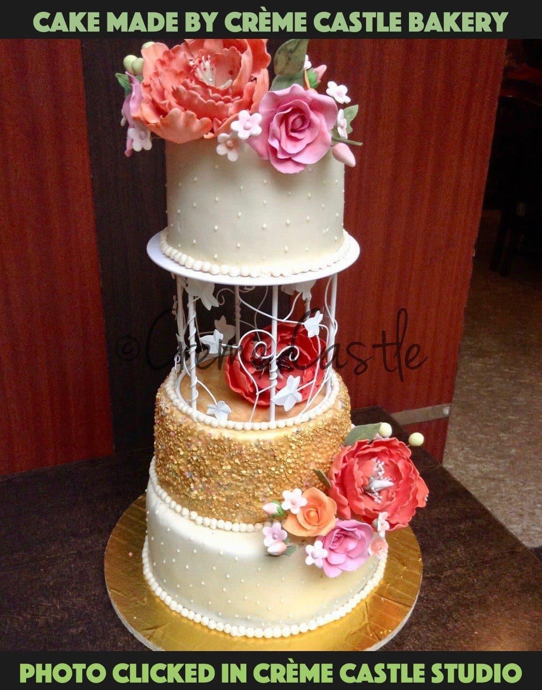 4 Tier Floral Cake. Wedding Cake. Engagement Cake. Noida Gurgaon