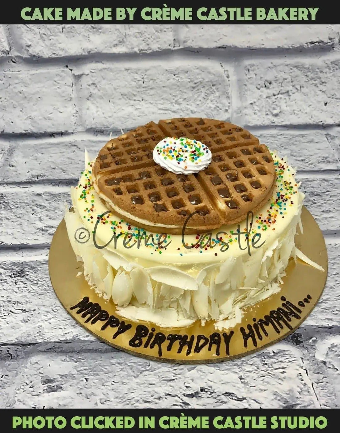 Waflle on a cake - Creme Castle