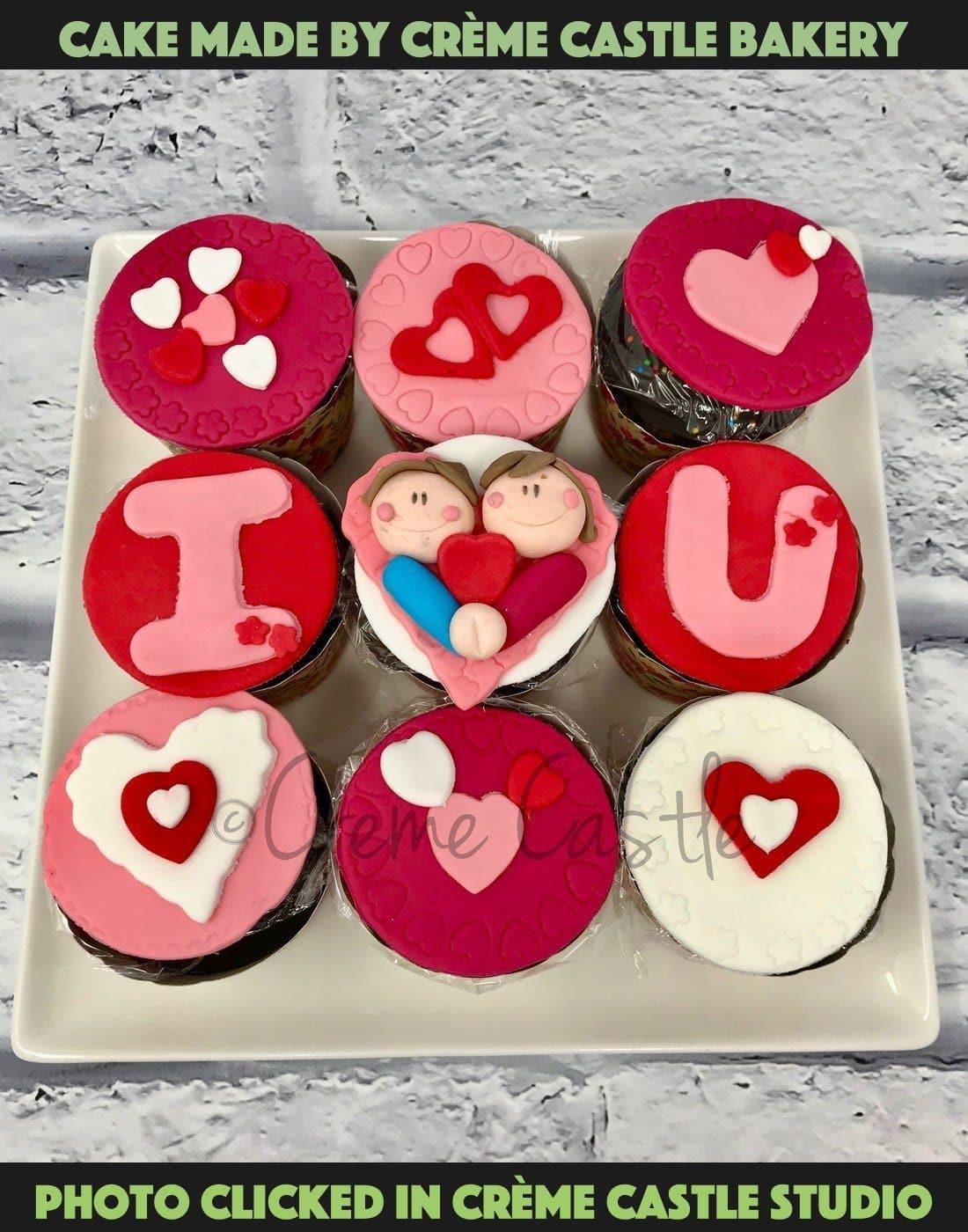 Love Heart Cupcake. Valentine Day Anniversary Cake. Noida Gurgaon