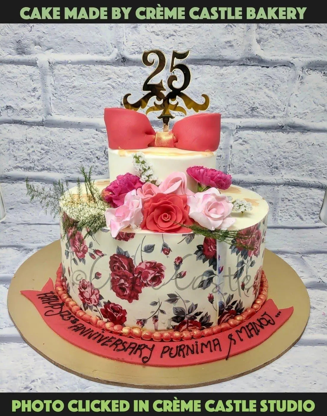 25th Anniversary (Silver Jubilee) Cake for Mom Dad - Creme Castle