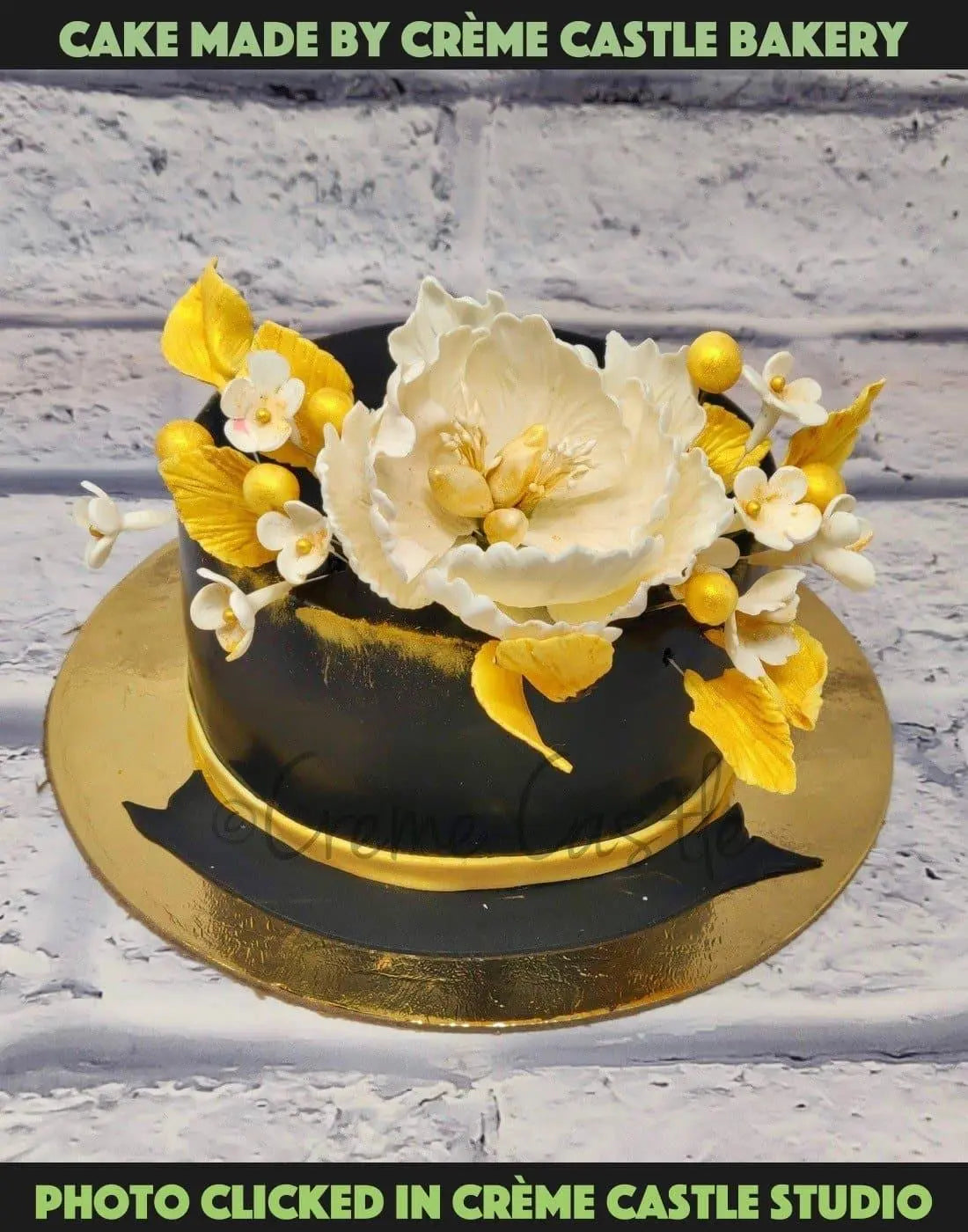 Golden Flowers Cake - Creme Castle