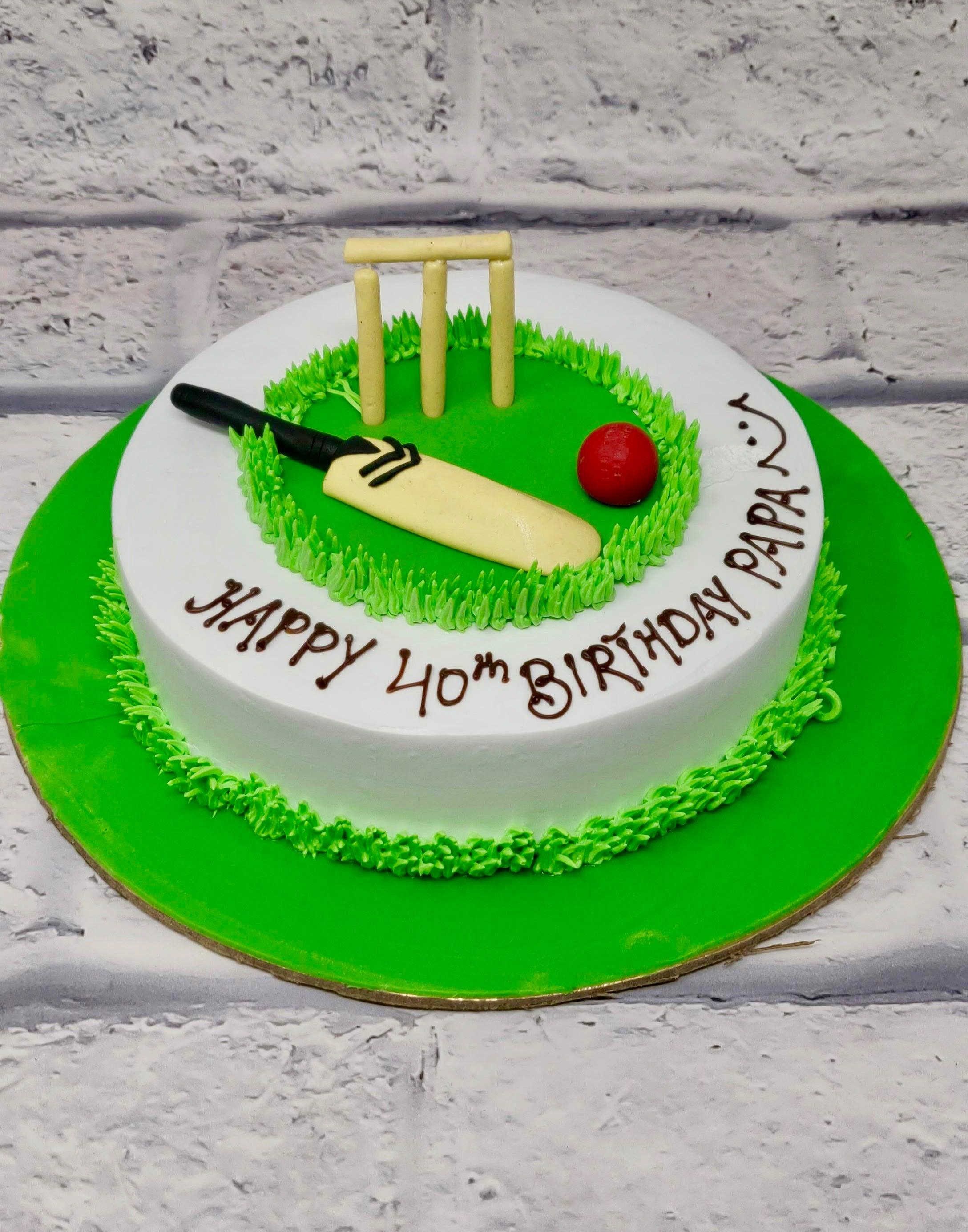 Customized Cricket Theme cake by bakisto - the cake company