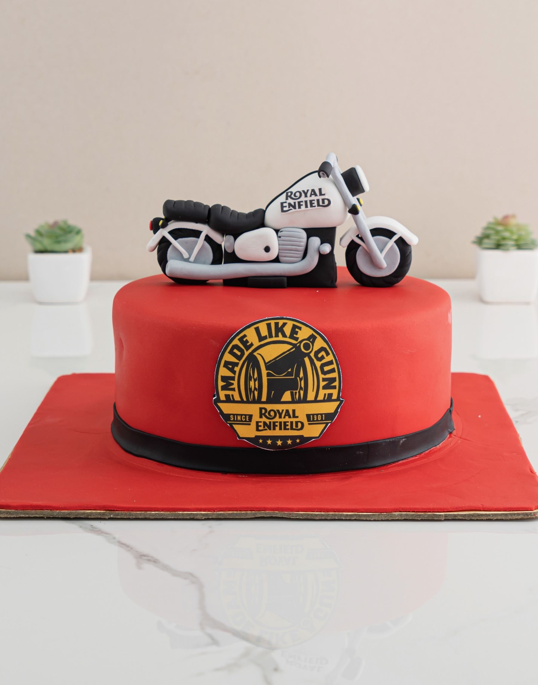 Royal Enfield theme customized cake with 3D edible - CakesDecor