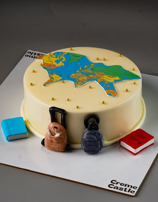 Travel Theme Cake. World Map Cake. Noida & Gurgaon