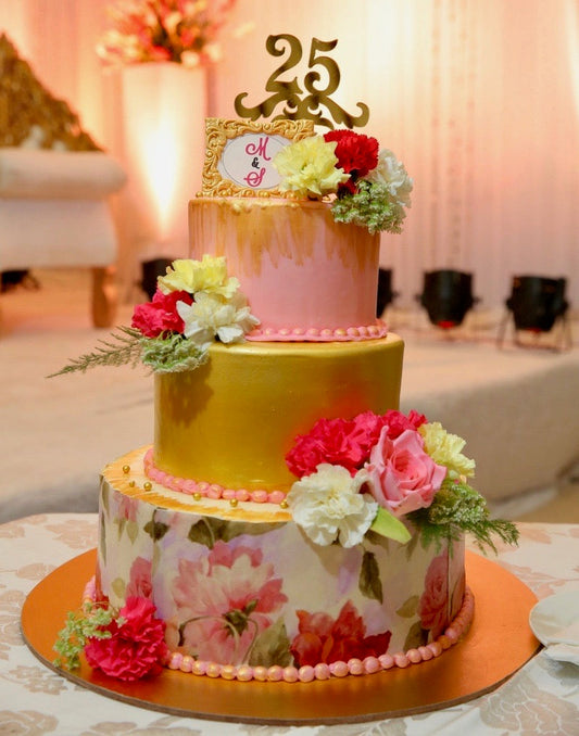 Floral 3 Tier Cake. Wedding Cake. Engagement Cake. Noida Gurgaon