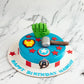 Avengers theme cake in blue color by Creme Castle