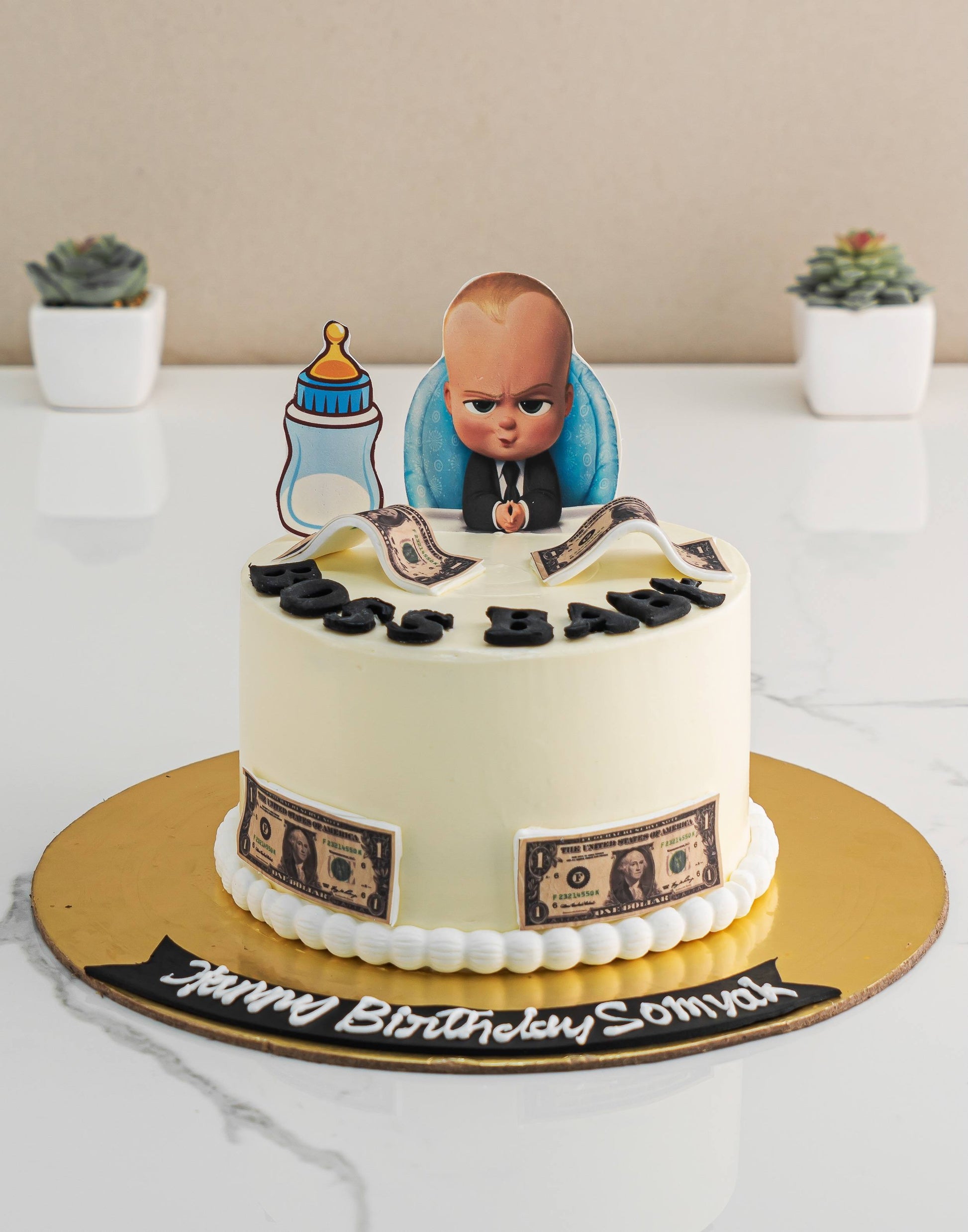 Boss Baby and Dollar Cake. Cake Design for Boys. Delivery in Greater Noida and Gurgaon