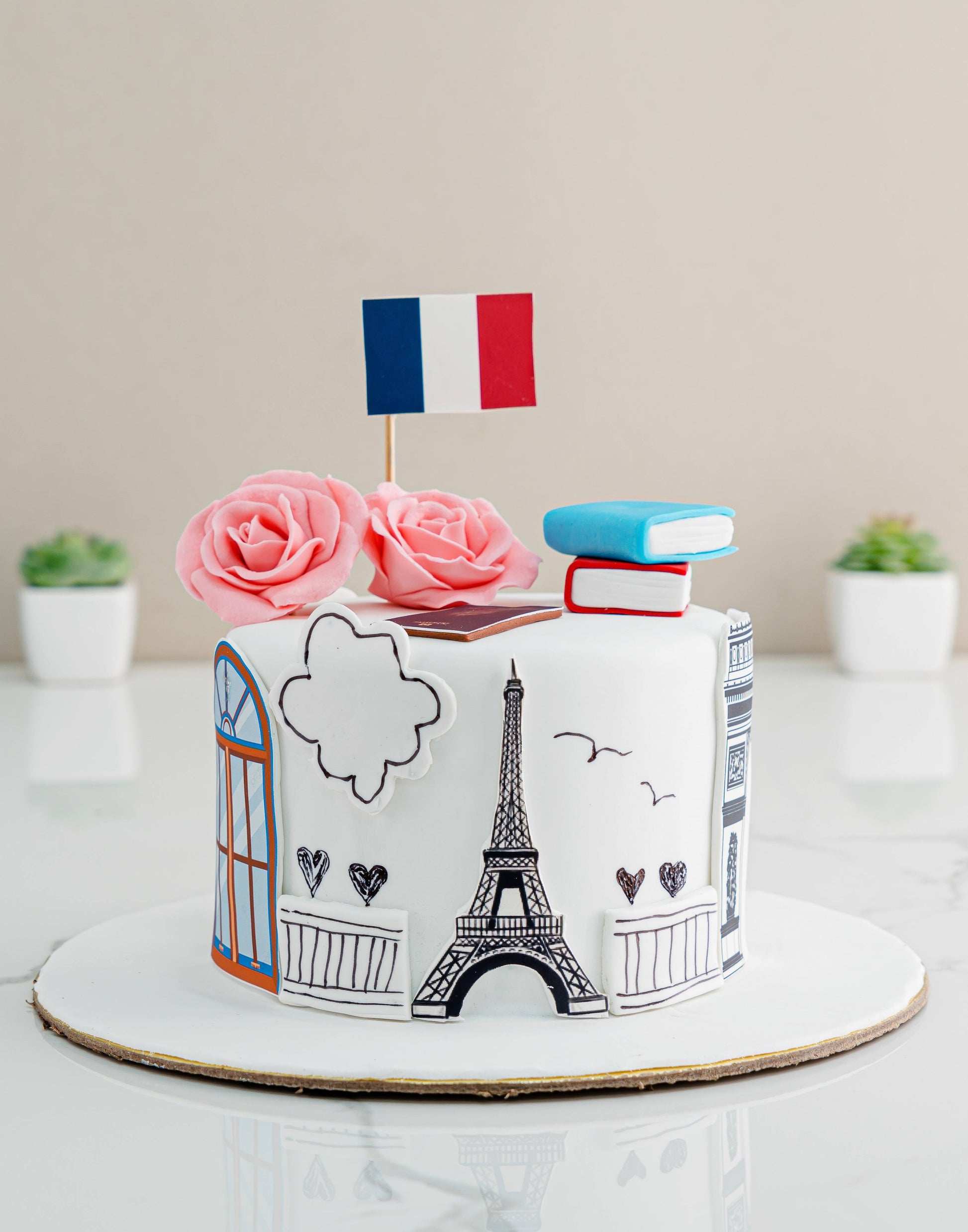 France Travel Cake. Farewell theme Cake. Noida & Gurgaon