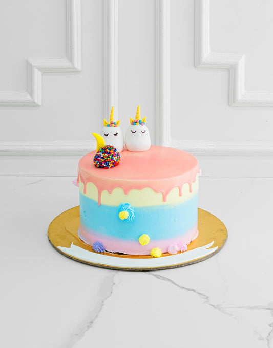 Unicorn Pink Rainbow Cake - Creme Castle