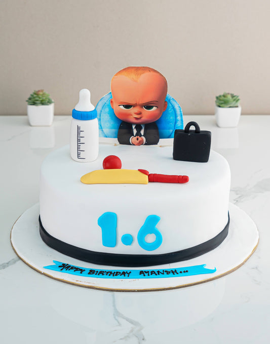 Boss Baby White Cake. Noida & Gurgaon