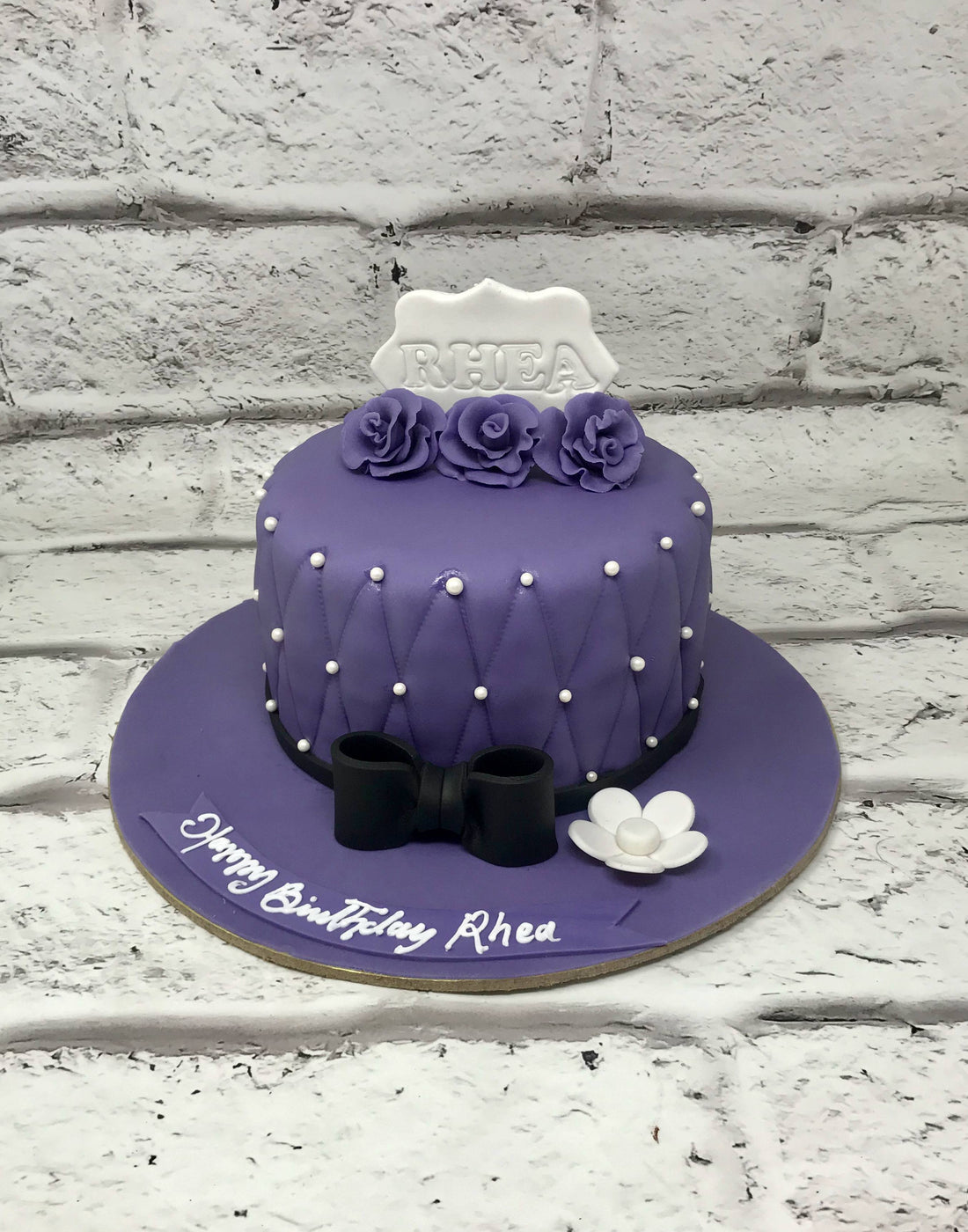 Purple Quilt Design Cake - Creme Castle