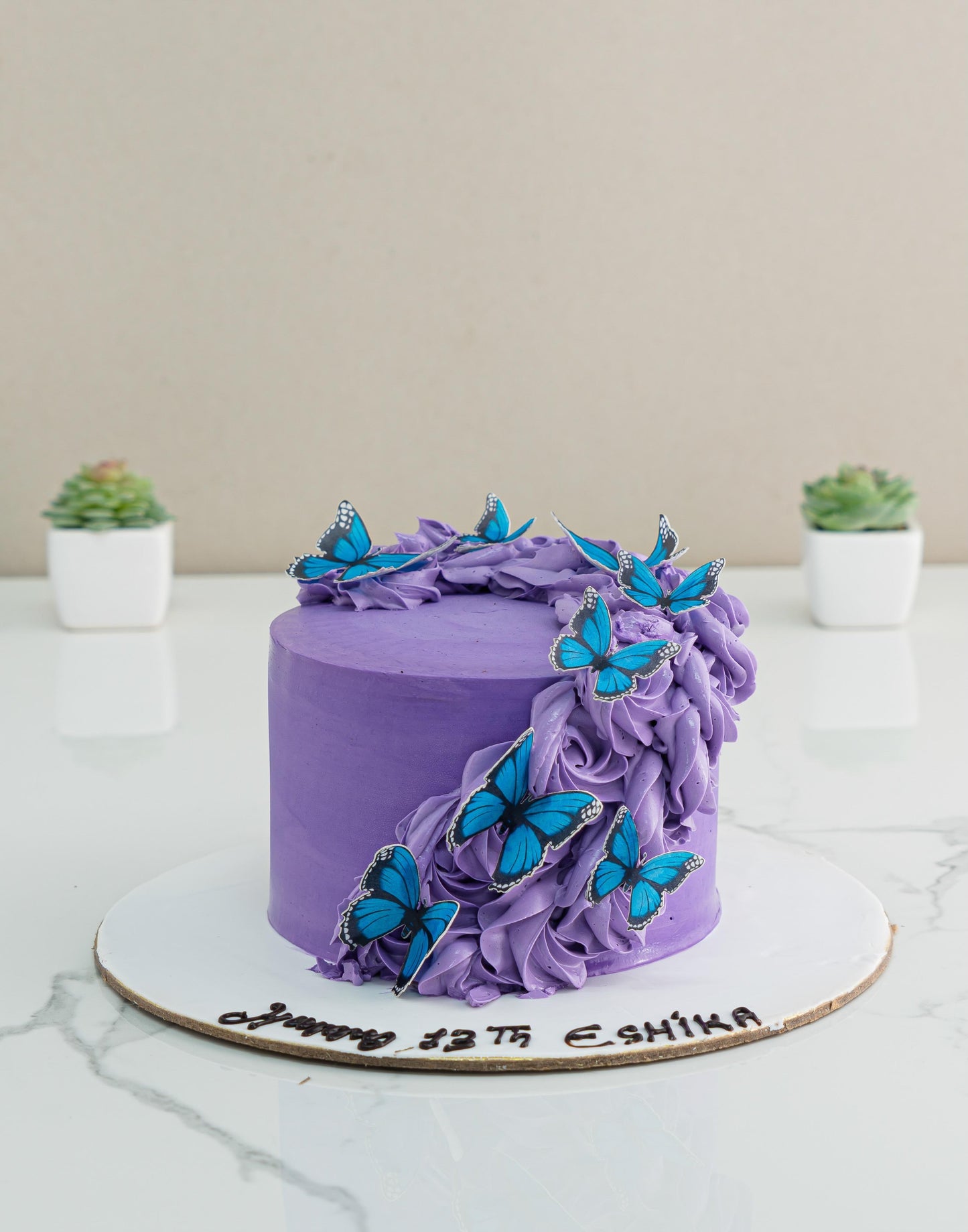 Purple Butterfly Cake Design - Creme Castle