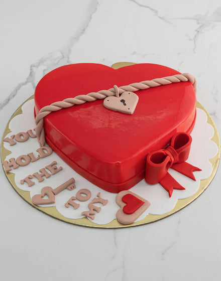 Heart Lock Cake. Valentine Day Cake. Anniversary Cake. Noida Gurgaon