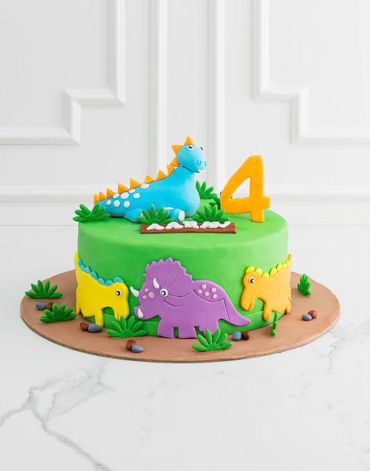 Green Dinosaur Design Cake - Creme Castle