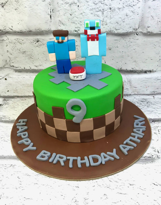 Minecraft Theme cake in Green by Creme Castle