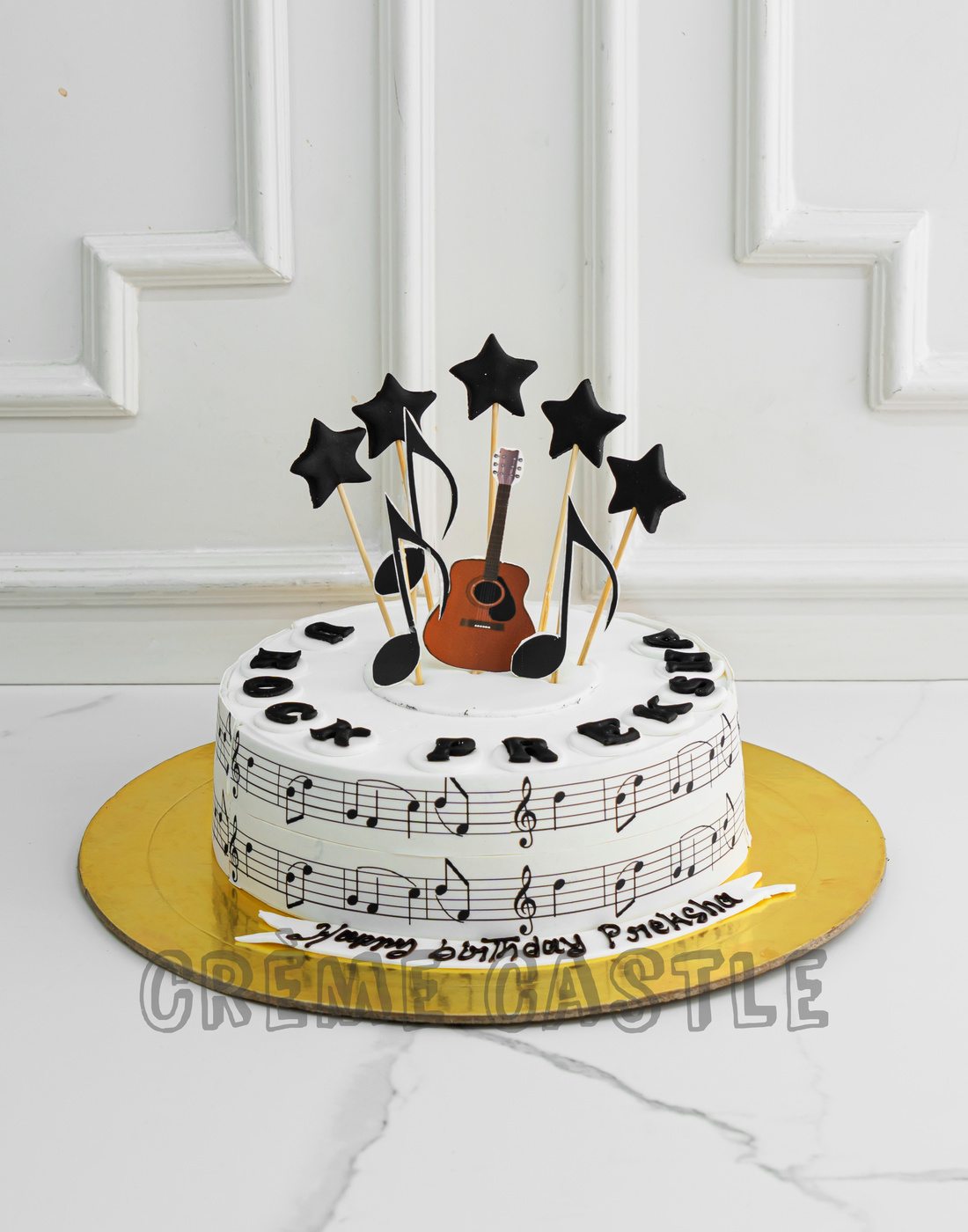 Stars and Guitar Cake Creme Castle