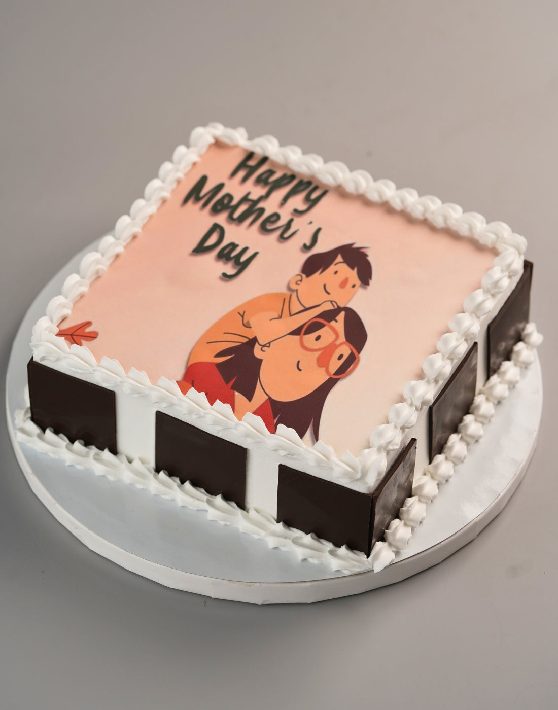 Mom and Son Customized Photo Cake for Mother's Day