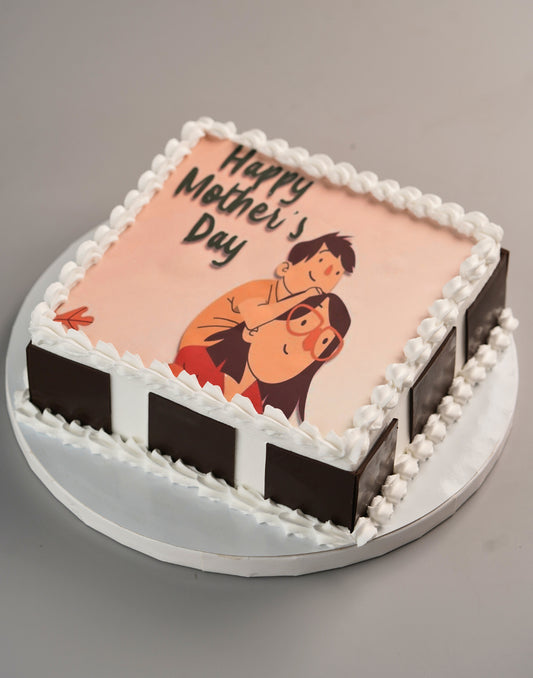 Mom and Son Customized Photo Cake for Mother's Day