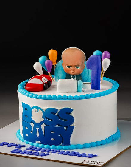 Boss Baby and Balloons Cake - Creme Castle