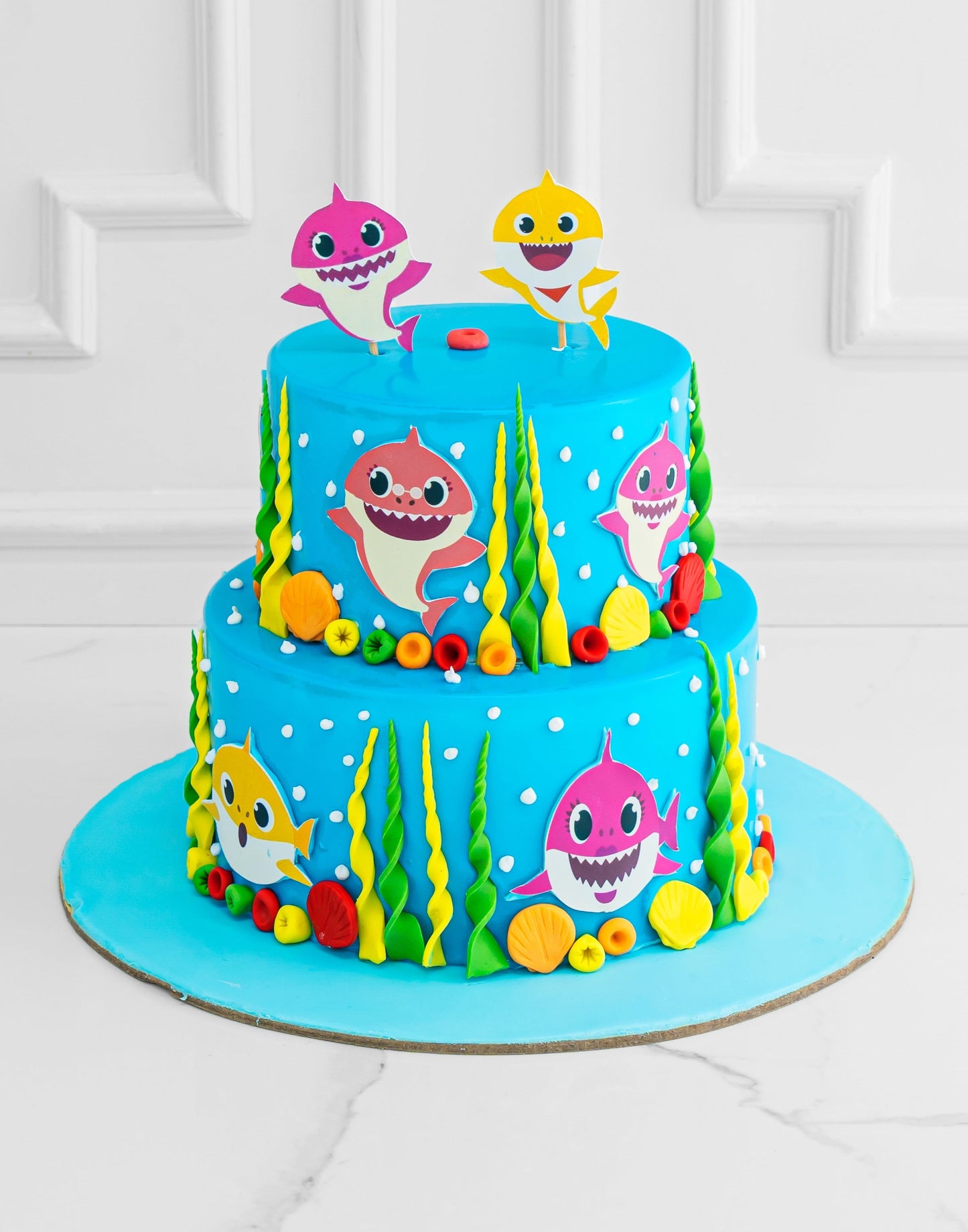 Baby Shark Double Tier Cake - Creme Castle