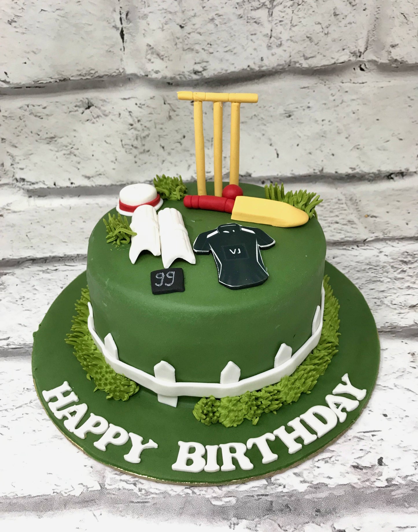 Cricket Theme Cake in Green by Creme Castle