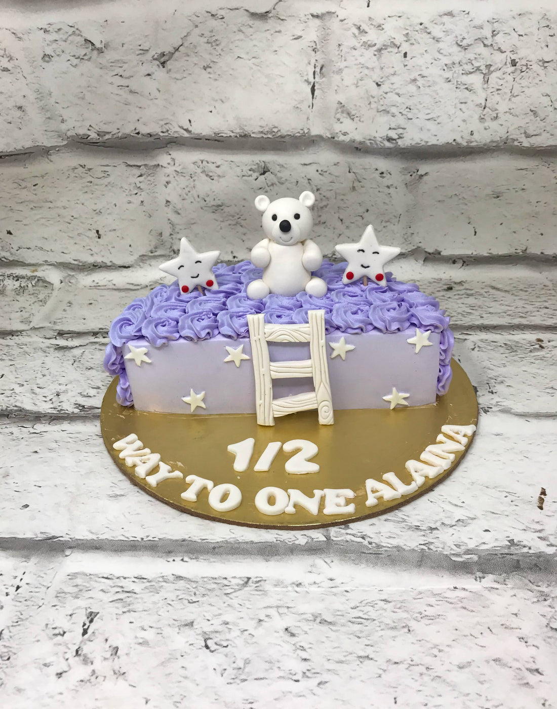 6 Months theme cake in Cream by Creme Castle