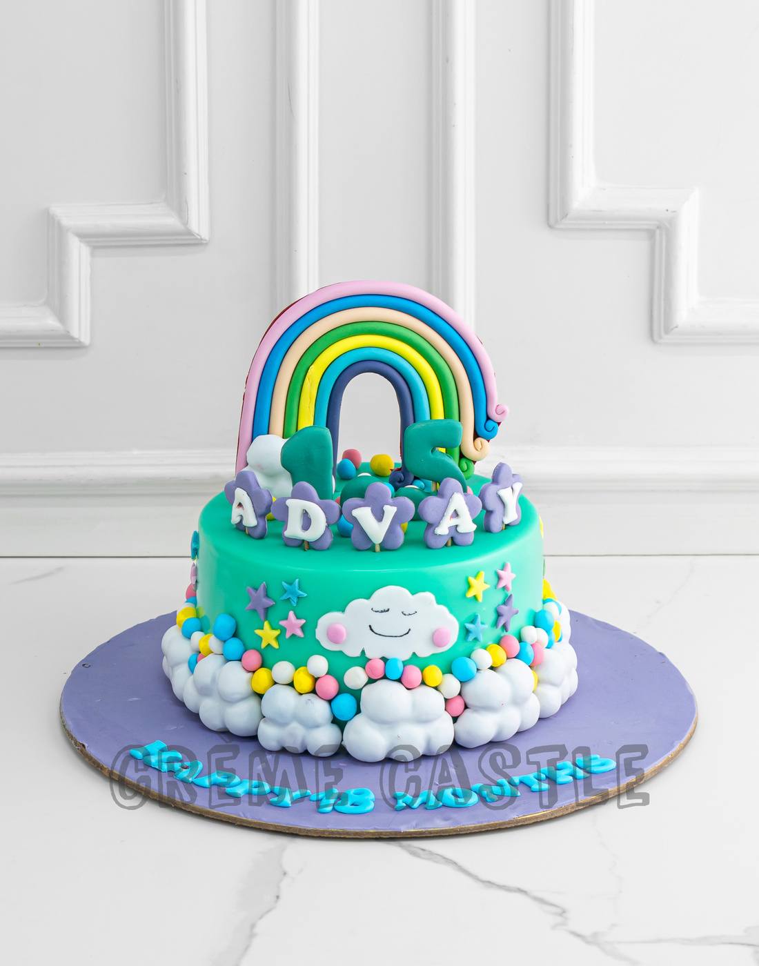 Moon, Stars, and Clouds cake with gum paste Teddies | Flickr