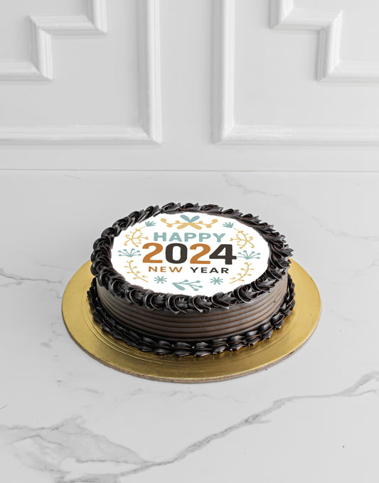 Chocolate New Years Photo Cake