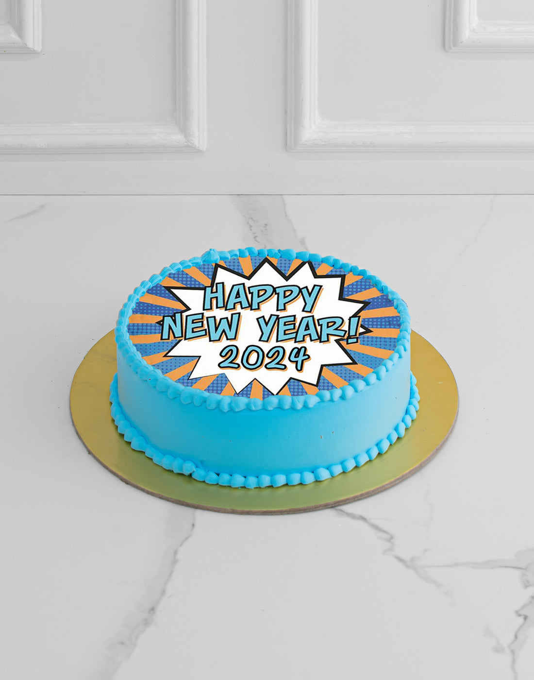 Blue New Years Photo Cake