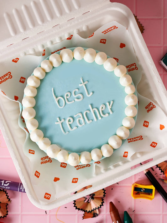 A bento cake for teachers day to celebrate the mentor in our life. Bento cake with buttercream covering