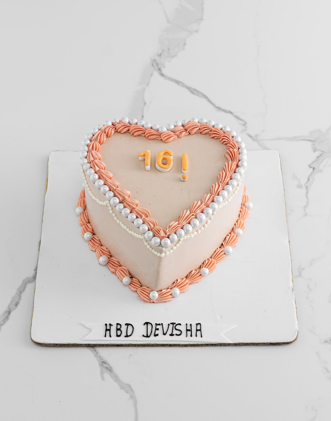 Peach Heart Vintage Cake