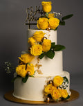 Yellow Rose Wedding Cake